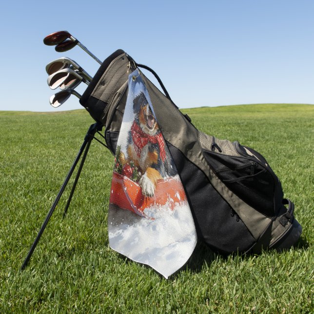 Serviette De Golf Bluetick Coonhound Dog dans Sledge Noël (Vert)