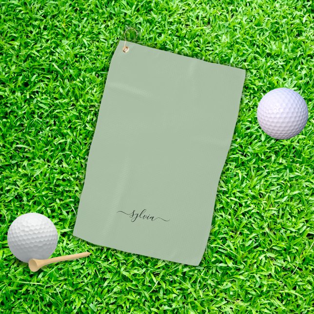 Serviette De Golf Blush Dusty Green Modern Girl Monogramme Nom (Blush Dusty Green Modern Girly Monogram Name Golf Towel)