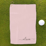 Serviette De Golf Blush Dusty rose moderne Script Girl Monogramme No<br><div class="desc">Monogramme rose pâle Nom de la serviette de golf. Cela rend le cadeau parfait pour 16 ans,  mariage,  douche nuptiale,  anniversaire,  baby shower ou bachelorette pour quelqu'un qui aime le luxe glam et les styles chic.</div>