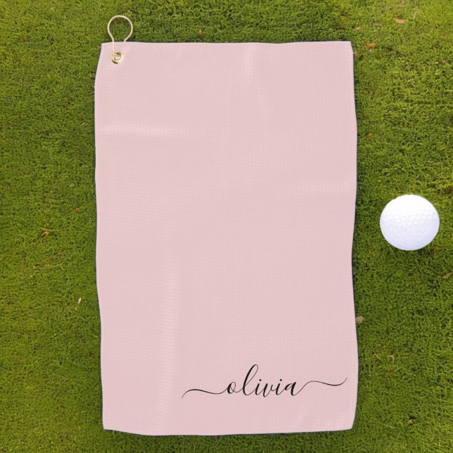 Serviette De Golf Blush Dusty rose moderne Script Girl Monogramme No (Créateur téléchargé)