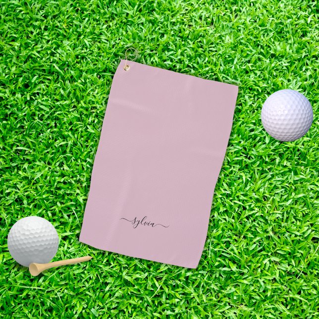 Serviette De Golf Blush Dusty Rose rose moderne fille Monogramme Nom (Blush Dusty Rose Pink Modern Girly Monogram Name Golf Towel)