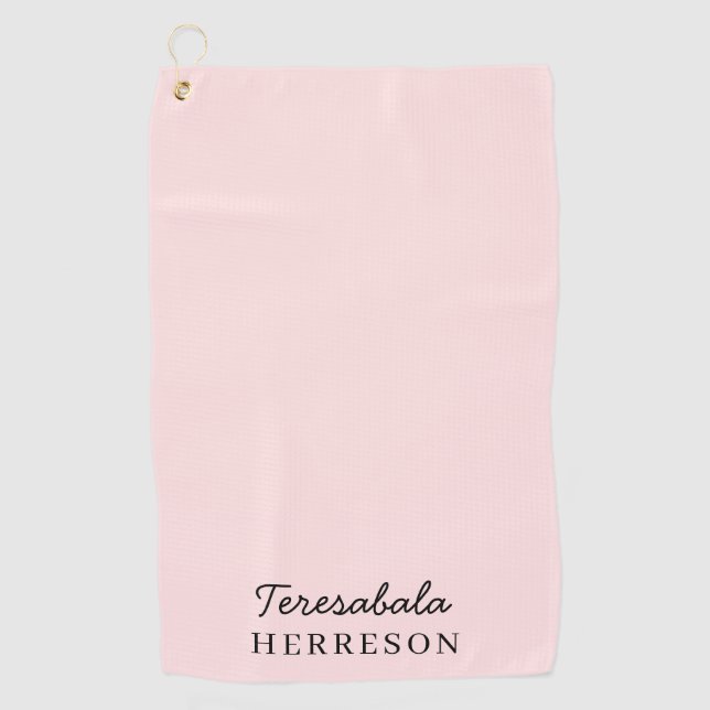 Serviette De Golf Blush Pink Monogram | Modern Minimalist Feminine (Devant)
