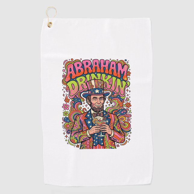 Serviette De Golf Boisson rétro patriotique Abraham (Devant)