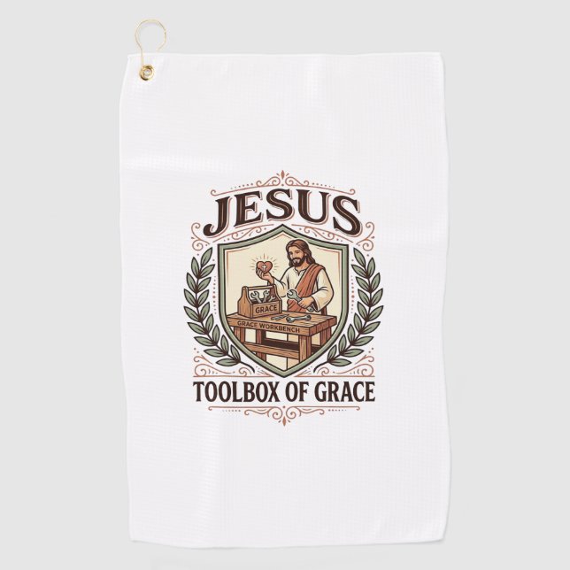 Serviette De Golf Boîte à outils de Jésus de la grâce Boîte à outils (Devant)