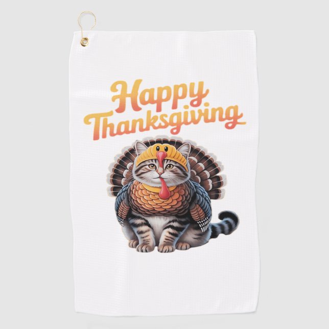 Serviette De Golf Bon thanksgiving Chat Turquie Fête Automne Classiq (Devant)