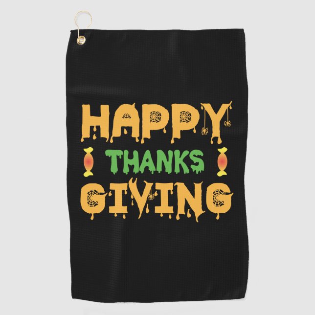 Serviette De Golf Bon thanksgiving d'Halloween Anniversaire (Devant)