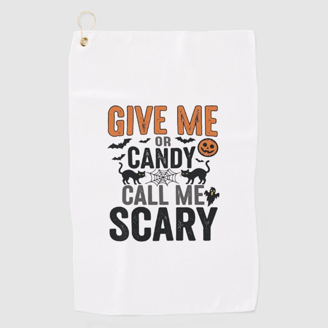 Serviette De Golf Bonbons d'Halloween ou Appelez-moi Épouvantable Gr (Devant)