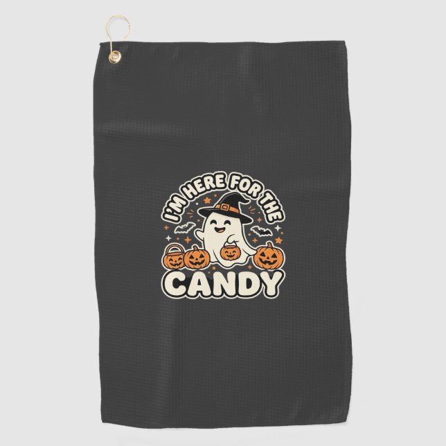 Serviette De Golf Bonbons Halloween Fantôme Citrouille Design (Devant)