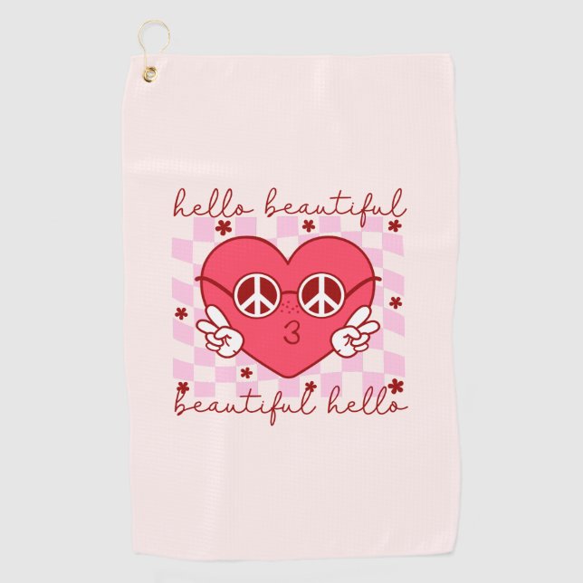 Serviette De Golf Bonjour belle | Cute et coeur (Devant)