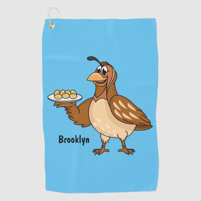 Serviette De Golf Bonne caille avec dessin animé d'oeufs (Devant)