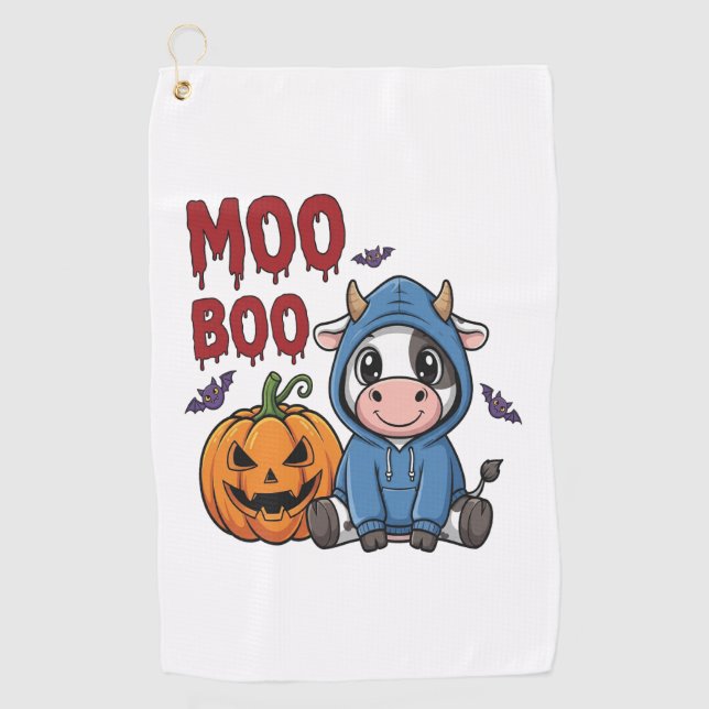 Serviette De Golf Boo Halloween Éffrayante vache fantôme (Devant)