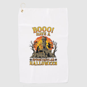 Serviette De Golf Booo Spooktacular Halloween Sorcière Chaudron Chât