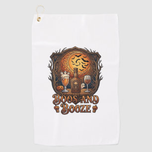 Serviette De Golf Boos Booze Halloween Crâne Bouteille Bière Vin Cha