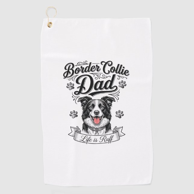 Serviette De Golf Border Collie Dad Vintage Engraving Dog Shirt Desi (Devant)