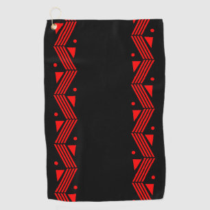 Serviette De Golf Bordure déco en rouge et noir