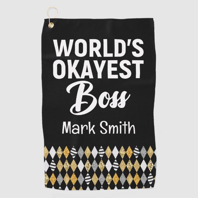 Serviette De Golf Boss Day World Okayest Boss (Devant)