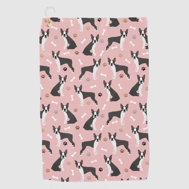 Serviette De Golf Boston Terrier Bones and Paws Golf Towne (Devant)