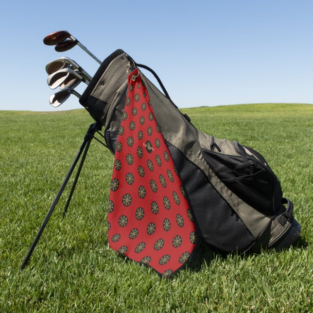 Serviette De Golf Bouddhisme Roue Dorée du Dharma Personnalisée (Vert)