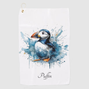 Serviette De Golf Bouffon mignon en aquarelle bleue, personnalisable