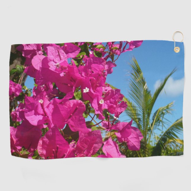 Serviette De Golf Bougainvilliers et palmiers paysage tropical (Horizontal)
