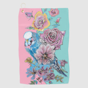 Serviette De Golf Bougie bleue Aquarelle florale filles rose