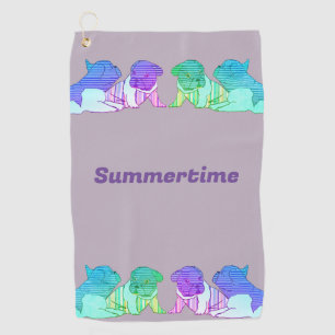 Serviette De Golf Bouledogue français Comic Neon Bouledogue Français