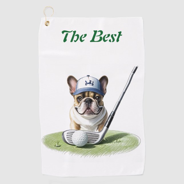 Serviette De Golf Bouledogue français vacances terrain de golf Bulld (Devant)