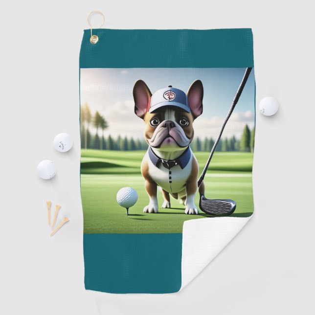Serviette De Golf Bouledogue français vacances terrain de golf Bulld (En situation)