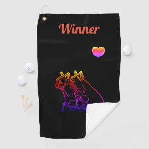 Serviette De Golf Bouledogues français avec cœur French Bulldog
