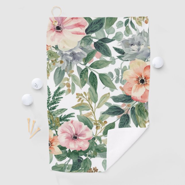 Serviette De Golf Bouquet botanique aquarelle feuilles d'eucalyptus (En situation)