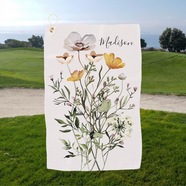 Serviette De Golf Bouquet de fleurs sauvages séchées Monogram (In situ)