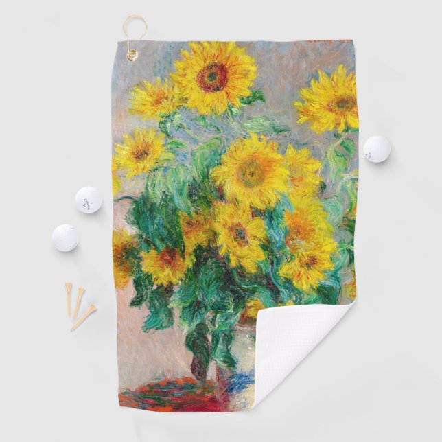 Serviette De Golf Bouquet de tournesols Claude Monet (En situation)
