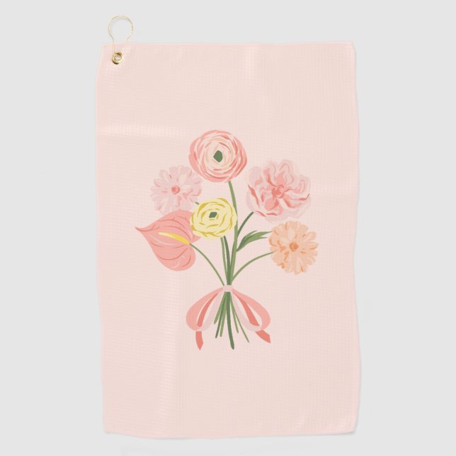 Serviette De Golf Bouquet floral d'aquarelle préppie (Devant)