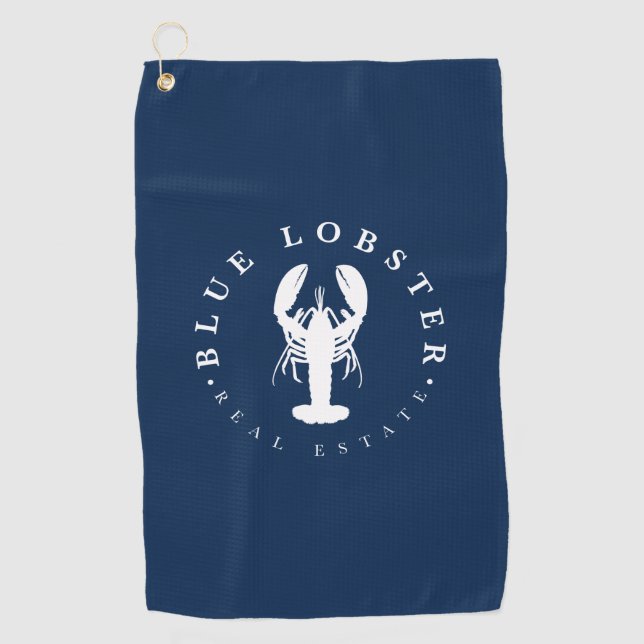 Serviette De Golf Bouton Immobilier Homard Bleu (Devant)