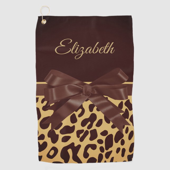 Serviette De Golf Bow noir imprimé Leopar (Devant)