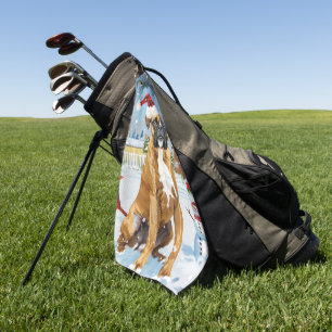 Serviette De Golf Boxer Chien Winter Wonderland Noël Joie