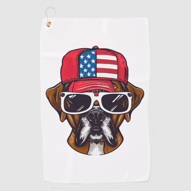 Serviette De Golf Boxer Dog USA (Devant)