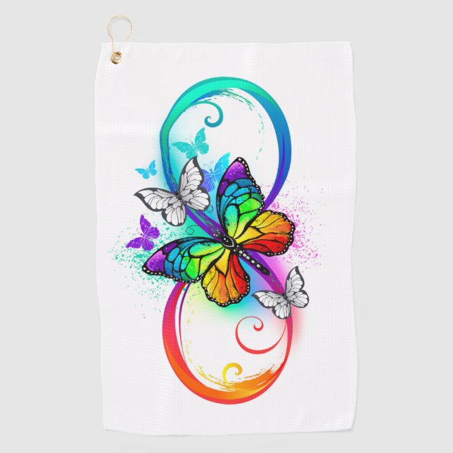 Serviette De Golf Bright infinity with rainbow butterfly (Devant)