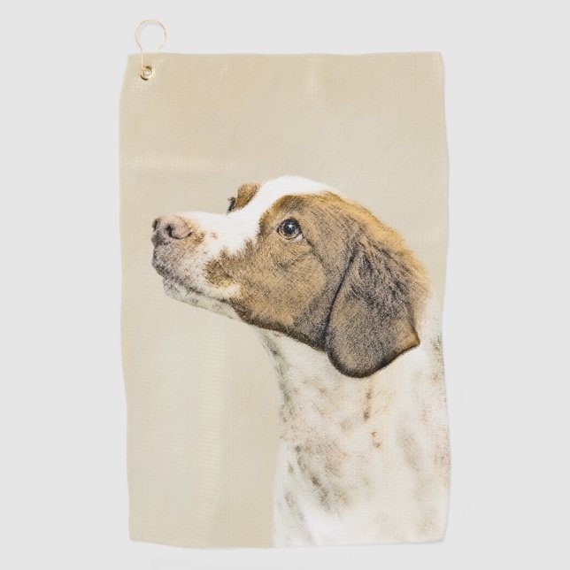 Serviette De Golf Brittany Paining - Un joli art original de chien (Devant)