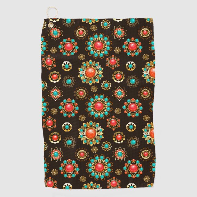 Serviette De Golf Broches ethniques motif sans couture (Devant)