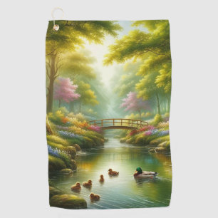 Serviette De Golf Brook de printemps avec canards/fleurs