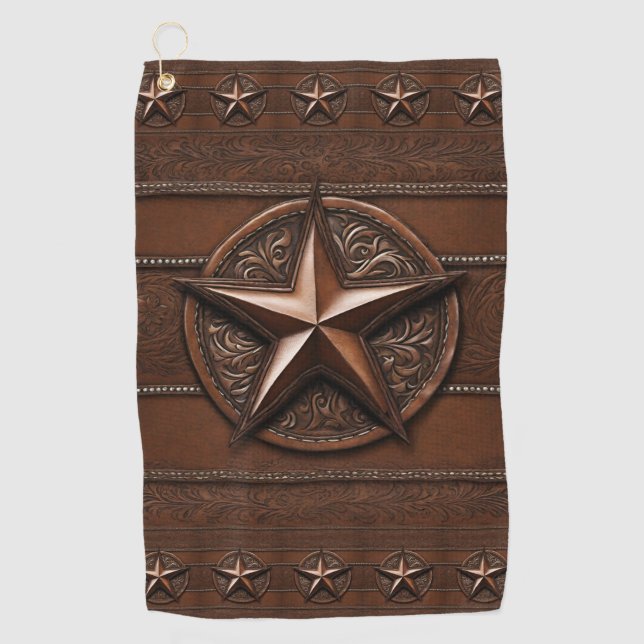 Serviette De Golf Brown Cowboy Rustique Western Country Texas Star (Devant)