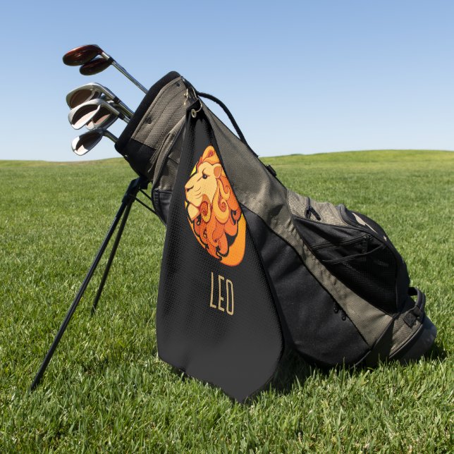 Serviette De Golf Brown et or signe de zodiaque Leo noir (Vert)