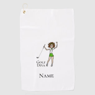 Serviette De Golf Brunette Woman Golf Diva Golf Serviette
