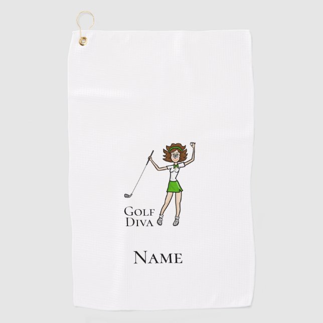 Serviette De Golf Brunette Woman Golf Diva Golf Serviette (Devant)