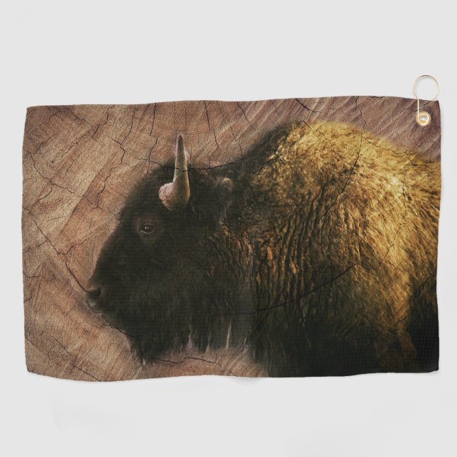Serviette De Golf Buffalo de bison de bois (Horizontal)