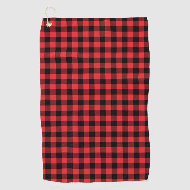 Serviette De Golf Buffalo Plaid Red Black Check (Devant)