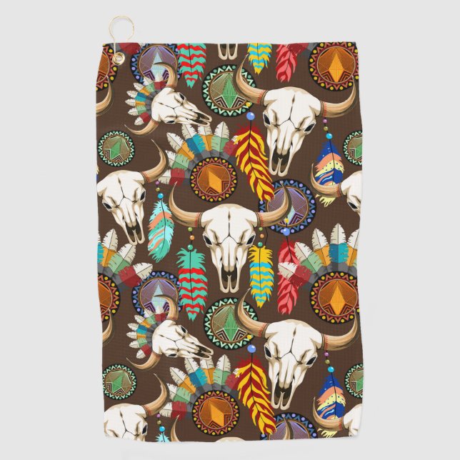 Serviette De Golf Buffalo Skull Native American Emblem (Devant)