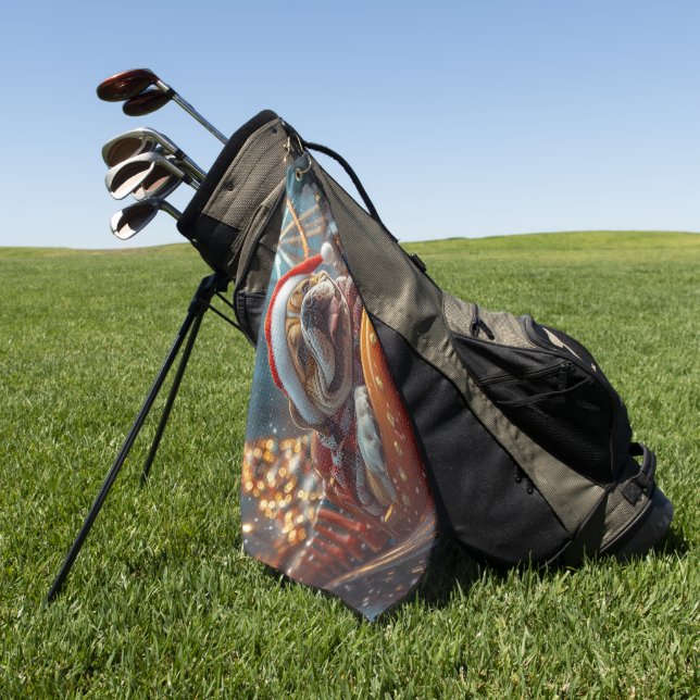 Serviette De Golf Bullmastiff Dog Roller Dessous de verre Noël (Vert)