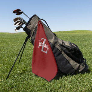 Serviette De Golf Burgundy Gris Blanc Monogramme Personnalisé